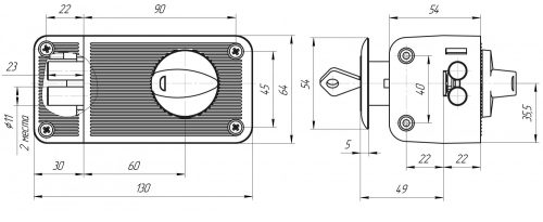 Замок накладной Зенит ЗН 2-6 (медь) г.Димитровград