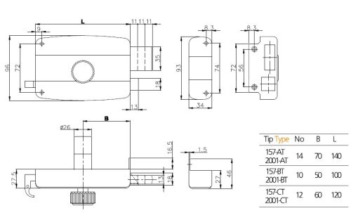 Замок накладной KALE KILIT 157B-BS50-BL-STB