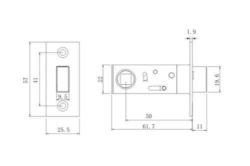 PALLADIUM Защёлка межкомнатная 100-M SN (матовый никель)