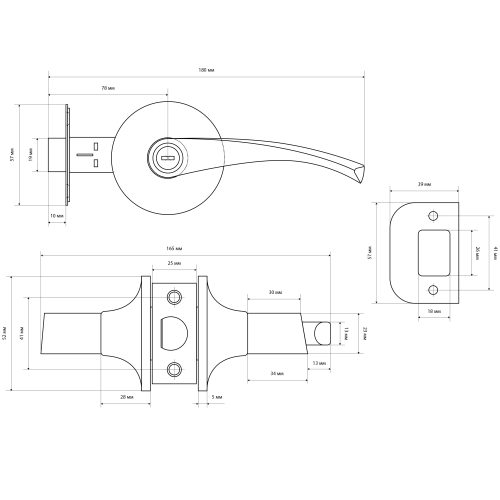 Стандарт Защёлка 8901 ET AC медь (ключ/фиксатор)
