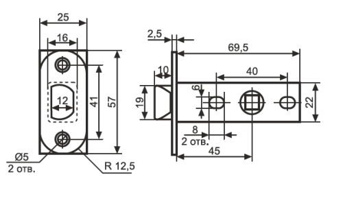 81671 Защёлка BORDER ROOM мини овал (хром)
