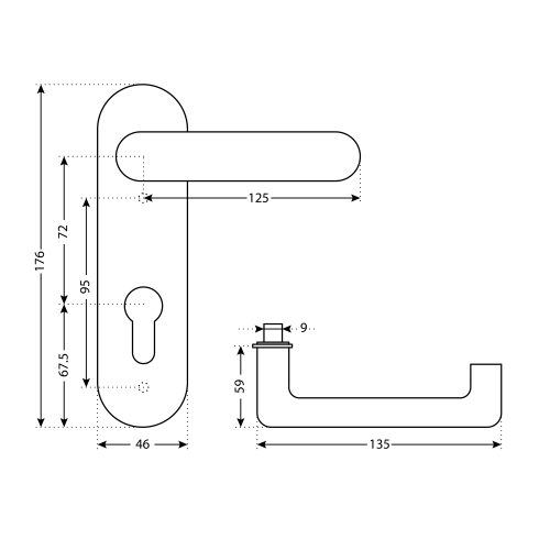 Стандарт Комплект ручек Строитель 1303 (60-100) чёрная м/о 72 мм