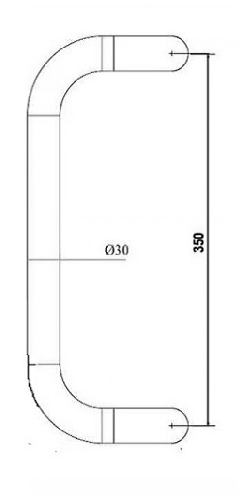 Ручка офисная скоба R=350 мм d=30 (9006) (серебро)