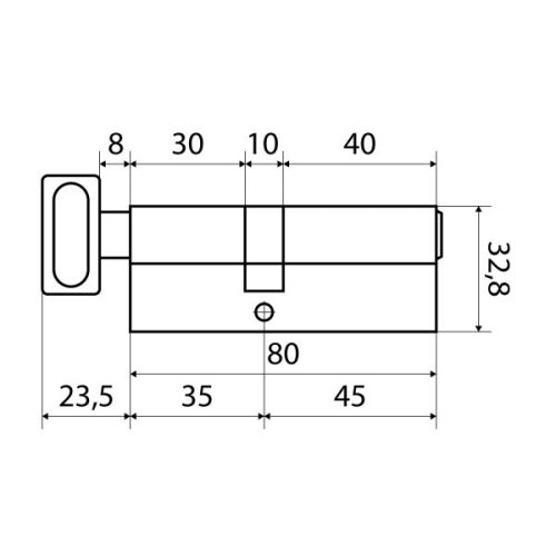 Стандарт Цилиндровый механизм MAX 80 (45х35В) SB 5 кл.перфо ключ/верт.