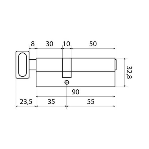 Стандарт Цилиндровый механизм MAX 90 (55х35В) SN 5 кл.перфо ключ/верт.