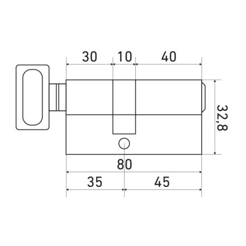 Стандарт Цилиндровый механизм MAX 80 (45х35В) SN 5 кл.перфо ключ/верт.