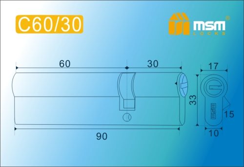 MSM Цилиндр перф. ключ-ключ , C 90 mm (60/30) SN