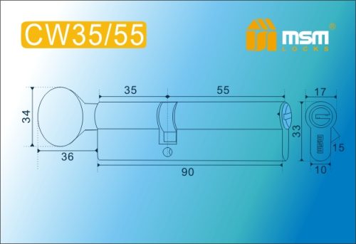 MSM Цилиндр перф. ключ-вертушка , CW 90 mm (35в/55) РВ