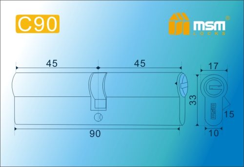 MSM Цилиндр перф. ключ-ключ , C 90 mm PB