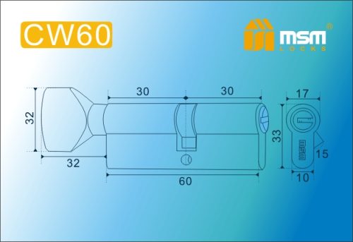 MSM Цилиндр перф. ключ-вертушка , CW 60 mm PB