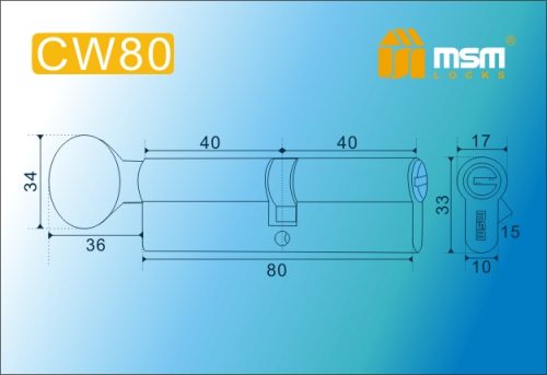 MSM Цилиндр перф. ключ-вертушка , CW 80 mm PB