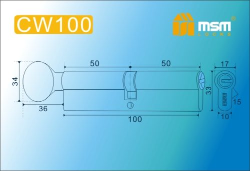 MSM Цилиндр перф. ключ-вертушка , CW 100 mm PB
