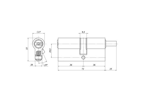 Цилиндровый механизм Гардиан GB 82(41*41V) никель 5 кл. кл+верт.