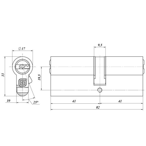 Цилиндровый механизм Гардиан GB 82(41*41) никель 5 кл. кл+кл.
