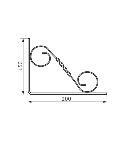 Кронштейн фигурный 200х150 мод.3 (чёрный)