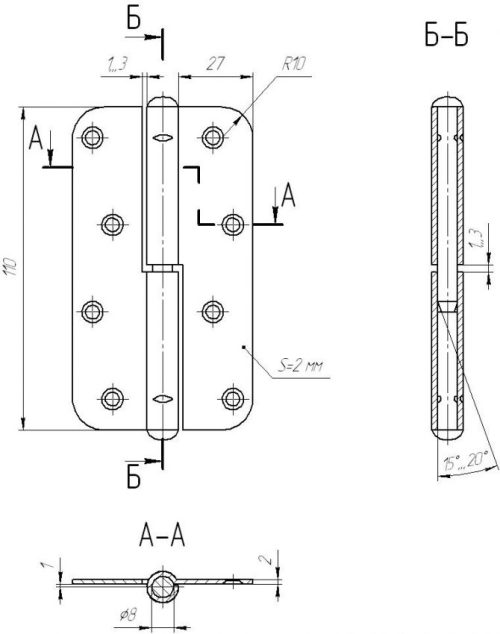 Петля ПН1-110мм левая 2шт цинк