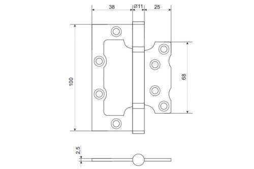 Петля без врезки ПНУ-100 чёрный (шайбы белый цинк)