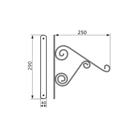 Кронштейн для кашпо мод. 4 (25 см) черный