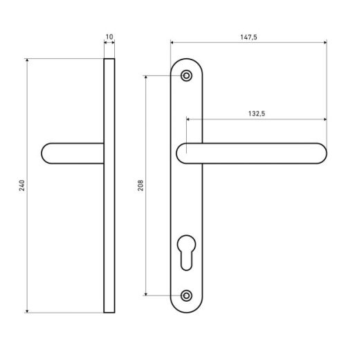 Булат Комплект ручек для узкопрофильных дверей РФ 85.30.09НС AISI 304 INOX