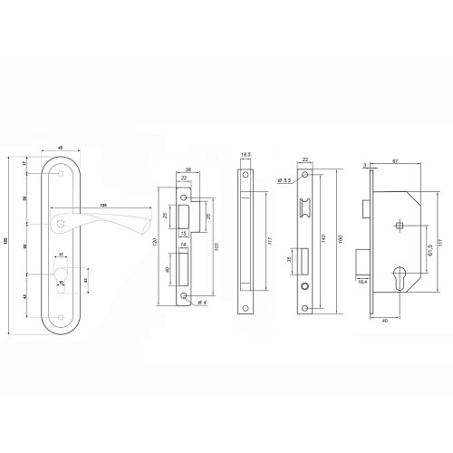 PALLADIUM Замок врезной ЗВ AL 1618 CP