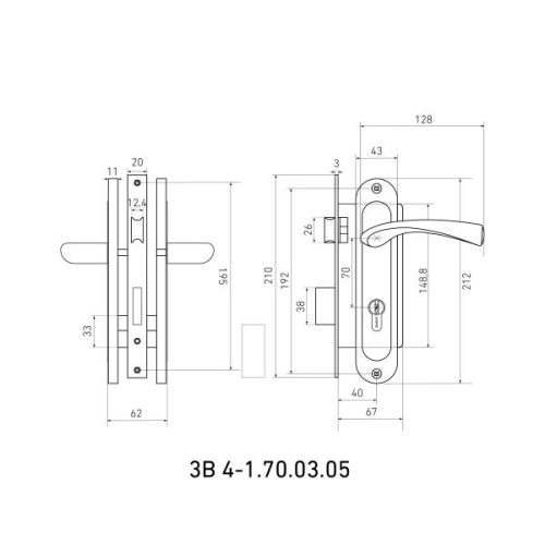 Булат  Замок врезной ЗВ4-1.70.03.05 НОМОС (золото)