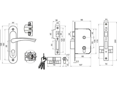 Замок врезной Омега ЗВ 7.02 (золото) г.Димитровград