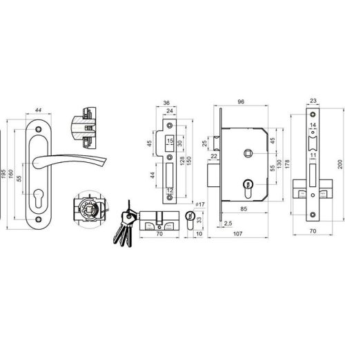 Замок врезной Омега ЗВ 7.02 (золото) г.Димитровград