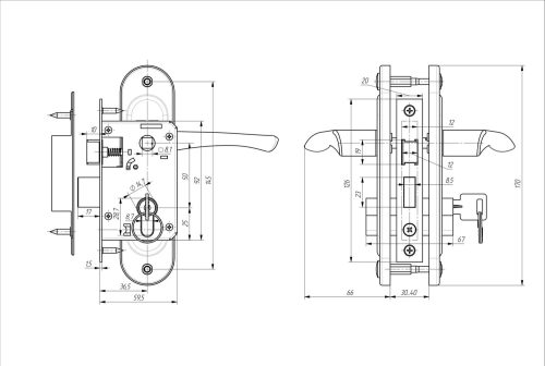 Замок врезной Зенит ЗВ 4-50.01П КЛ-ВЕРТ (хром) г.Димитровград