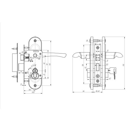 Замок врезной Зенит ЗВ 4-50.01П КЛ-ВЕРТ (хром) г.Димитровград
