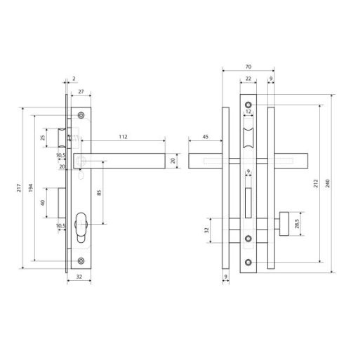 Стандарт Замок врезной 8520.02.8017 (коричневый) ключ-вертушка