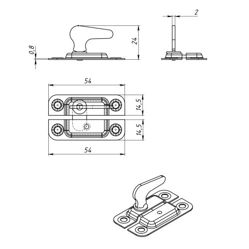 Завёртка форточная ЗФ-1 (хром эффект)