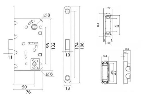 Магнитная защелка под с/у завертку, L 3090 AB (бронза)