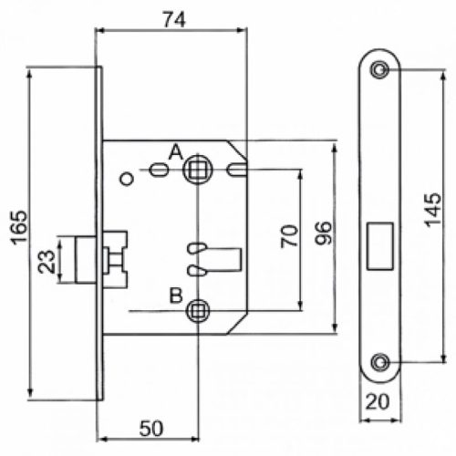 Защёлка дверная сантехническая, L 2070 SN пластик (никель)