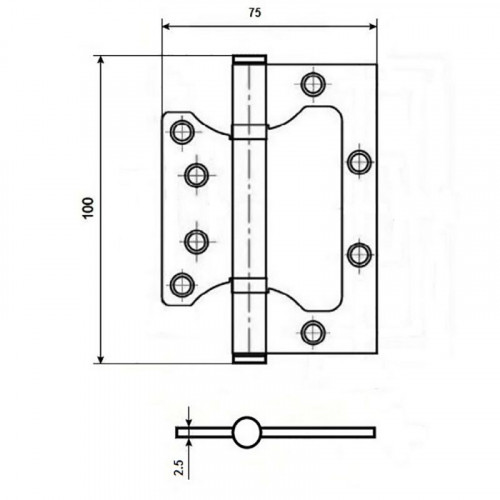 Петля накладная Arsenal 100*75*2,5 2BB РС (хром)