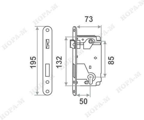 Н-МКорпус замка 25-85 мм (чёрный) под цилиндр б/о