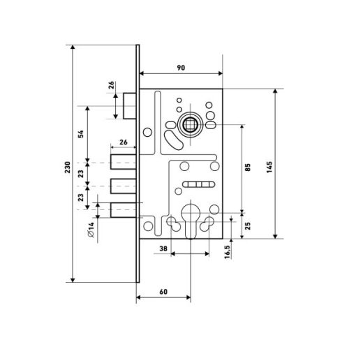 Булат Корпус замка для металлических дверей ЗВ4-3(14).60.85.08 (хром)