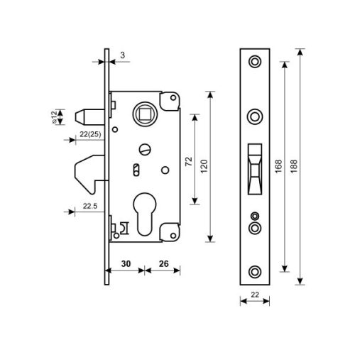 Булат Замок врезной для откатных ворот ЗВ4-1К.30.72.22.04 (хром)