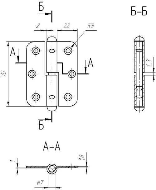 Петля ПН1-70 (цинк) - левая