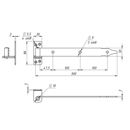 Петля-стрела полосная ПСП-300 (3.0 мм) б/п