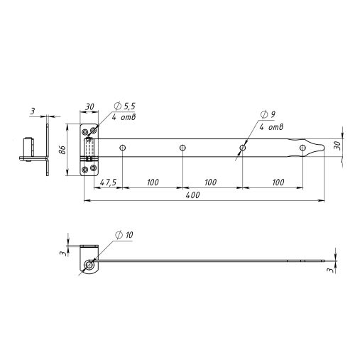 Петля-стрела полосная ПСП-400 (3.0 мм) б/п