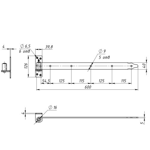 Петля-стрела полосная ПСП-600 (5.0 мм) б/п