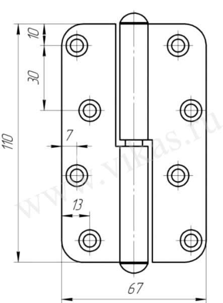 Петля ПН1-110 (цинк жёлтый) - левая