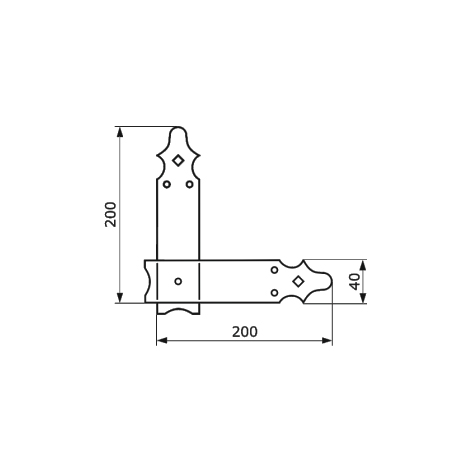 Уголок фигурный 200х200х50  (черный)