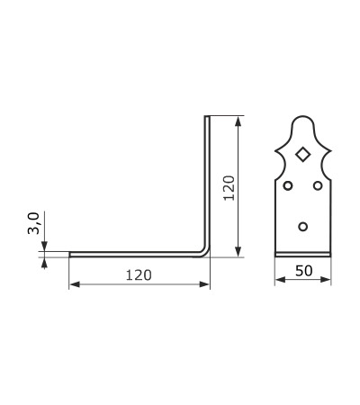 Уголок крепежный 120х120х50 (черный)