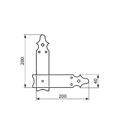 Уголок фигурный 200х200х50 /кованый/ серия ЯРОСЛАВЛЬ (черный)