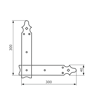 Уголок фигурный 300х300х50 /кованый/ серия ЯРОСЛАВЛЬ (черный)