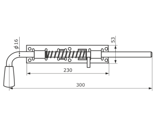 Засов с пружиной ЗСП-300 мод.2 (черный)