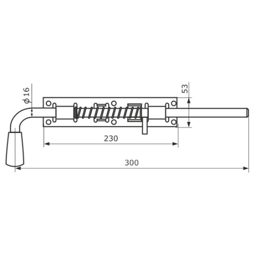 Засов с пружиной ЗСП-300 мод.2 (черный)