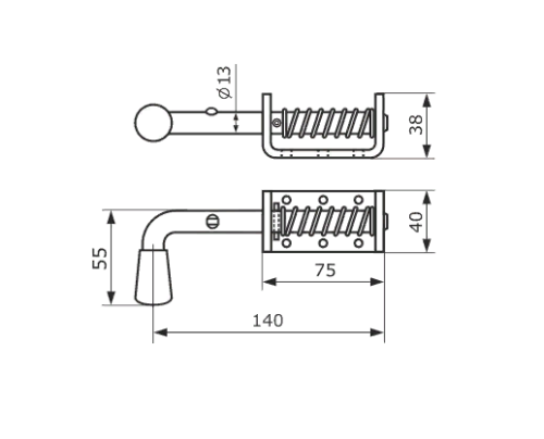 Засов пружинный (75) 190 мм (черный)