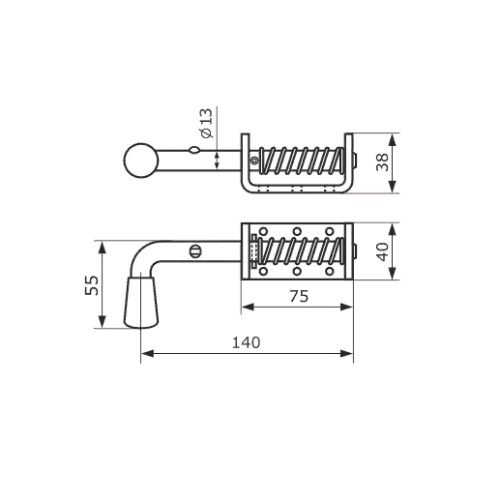 Засов пружинный (75) 190 мм (черный)